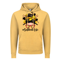 Vintage Mustard softball life messy bun Vintage Hoodie - Zillion Design Studio