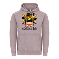 Vintage Zinc softball life messy bun Vintage Hoodie - Zillion Design Studio