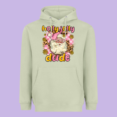 Holly Jolly Dude Heavyweight Hoodie Designed By Maliassmallbusiness