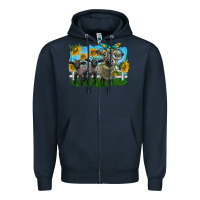 Navy cute hempshire sheep family Zipper Hoodie - LillyAllenDesigns