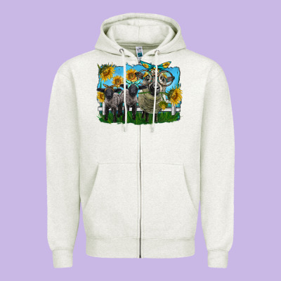 Cute Hempshire Sheep Family Zipper Hoodie Designed By Lillyallendesigns