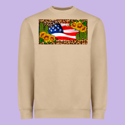 Usa Flag And Cactus License Plate Heavyweight Sweatshirt Designed By Hra Design Shop