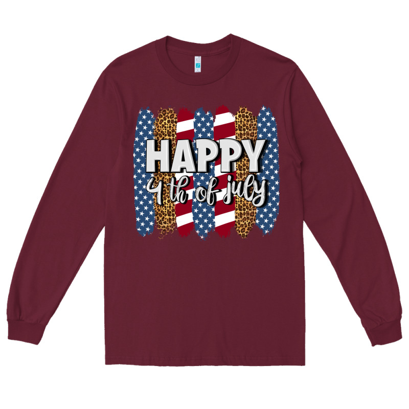 Happy 4th Of July Brushstrokes Long Sleeve Tee by BundleAndBundleShop | Teevron