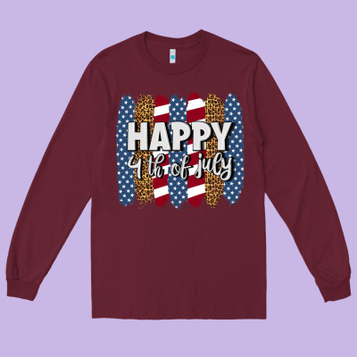 Happy 4th Of July Brushstrokes Long Sleeve Tee Designed By Bundleandbundleshop
