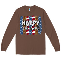 Chestnut happy 4th of july brushstrokes Long Sleeve Tee - BundleAndBundleShop