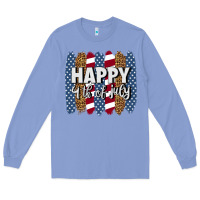 Colony Blue happy 4th of july brushstrokes Long Sleeve Tee - BundleAndBundleShop