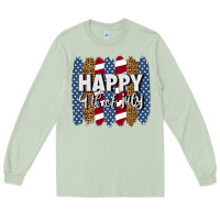 Matcha happy 4th of july brushstrokes Long Sleeve Tee - BundleAndBundleShop