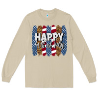 Mushroom happy 4th of july brushstrokes Long Sleeve Tee - BundleAndBundleShop
