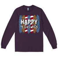 Plum happy 4th of july brushstrokes Long Sleeve Tee - BundleAndBundleShop