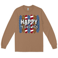 Toasted Coconut happy 4th of july brushstrokes Long Sleeve Tee - BundleAndBundleShop