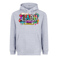 Heather Grey teach your heart out Heavyweight Hoodie - NancyCooperArtShop