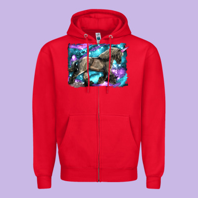 Black Unicorn Zipper Hoodie Designed By Lillyallendesigns