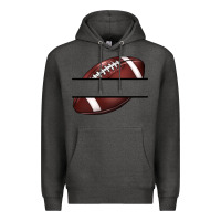 Charcoal Heather football name frame Premium Hoodie - BarkalooDesign