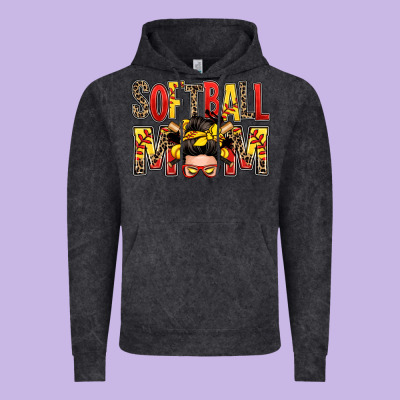 Softball Mom Messy Bun Vintage Hoodie Designed By Zillion Design Studio
