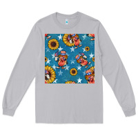 Moon Dust 4th of july sunflowers hotdog seamless pattern Long Sleeve Tee - BundleAndBundleShop