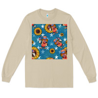 Mushroom 4th of july sunflowers hotdog seamless pattern Long Sleeve Tee - BundleAndBundleShop