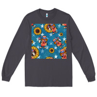 Smoke 4th of july sunflowers hotdog seamless pattern Long Sleeve Tee - BundleAndBundleShop