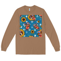 Toasted Coconut 4th of july sunflowers hotdog seamless pattern Long Sleeve Tee - BundleAndBundleShop