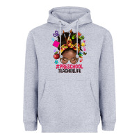Heather Grey preschool teacher life afro messy bun Heavyweight Hoodie - NancyCooperArtShop
