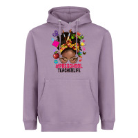 Lavender preschool teacher life afro messy bun Heavyweight Hoodie - NancyCooperArtShop