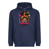 Navy preschool teacher life afro messy bun Heavyweight Hoodie - NancyCooperArtShop
