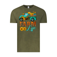 Vintage Olive farm truck  farm life with sunflower Vintage Tee - HRA Design Shop