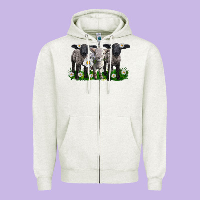 Baby Sheeps With Daisies Zipper Hoodie Designed By Lillyallendesigns