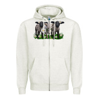 Oatmeal Heather baby sheeps with daisies Zipper Hoodie - LillyAllenDesigns