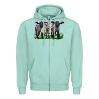 Seafoam baby sheeps with daisies Zipper Hoodie - LillyAllenDesigns