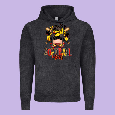 Softball Mom Messy Bun Vintage Hoodie Designed By Zillion Design Studio