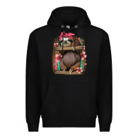 Black cute floral baby sloth Premium Hoodie - Jasminsmagicworld