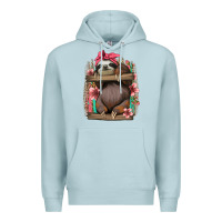Blue Mist cute floral baby sloth Premium Hoodie - Jasminsmagicworld