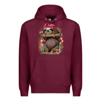 Burgundy cute floral baby sloth Premium Hoodie - Jasminsmagicworld