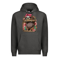 Charcoal Heather cute floral baby sloth Premium Hoodie - Jasminsmagicworld