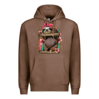 Chestnut cute floral baby sloth Premium Hoodie - Jasminsmagicworld