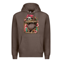 Coffee cute floral baby sloth Premium Hoodie - Jasminsmagicworld