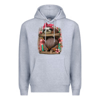 Heather Grey cute floral baby sloth Premium Hoodie - Jasminsmagicworld