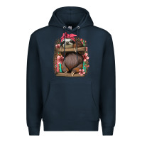 Navy cute floral baby sloth Premium Hoodie - Jasminsmagicworld