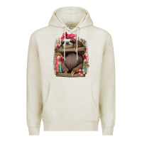 Oatmeal Heather cute floral baby sloth Premium Hoodie - Jasminsmagicworld