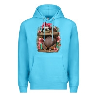 Ocean Blue cute floral baby sloth Premium Hoodie - Jasminsmagicworld