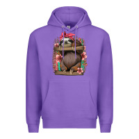 Purple cute floral baby sloth Premium Hoodie - Jasminsmagicworld