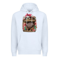 White cute floral baby sloth Premium Hoodie - Jasminsmagicworld
