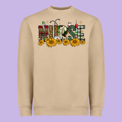 Christmas Nurse Sunflower Heavyweight Sweatshirt Designed By Fadigitalartstudio