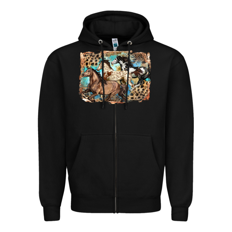 3 Western Horses Running Free Zipper Hoodie by LillyAllenDesigns | Teevron