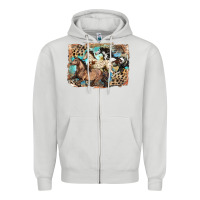 Dove Grey 3 western horses running free Zipper Hoodie - LillyAllenDesigns