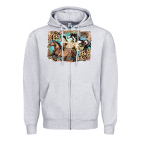 Heather Grey 3 western horses running free Zipper Hoodie - LillyAllenDesigns