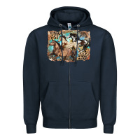 Navy 3 western horses running free Zipper Hoodie - LillyAllenDesigns