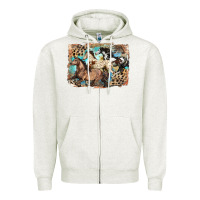 Oatmeal Heather 3 western horses running free Zipper Hoodie - LillyAllenDesigns