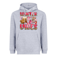 Heather Grey pink winter vibes Heavyweight Hoodie - MaliasSmallBusiness