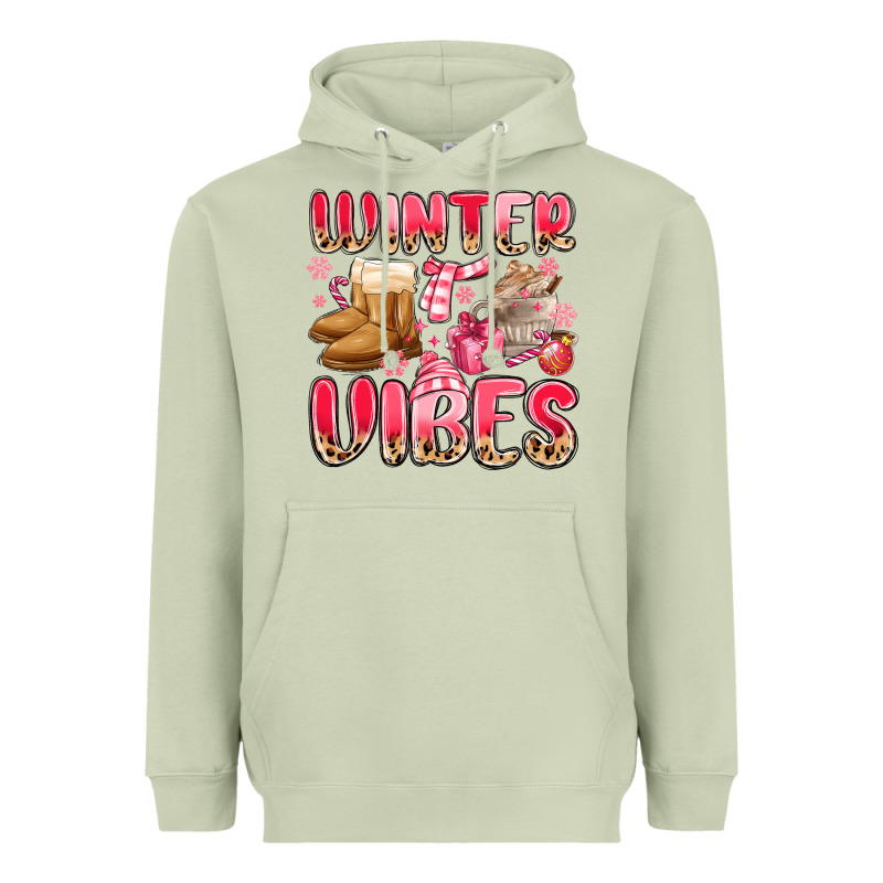 Pink Winter Vibes Heavyweight Hoodie by MaliasSmallBusiness | Teevron
